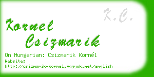 kornel csizmarik business card